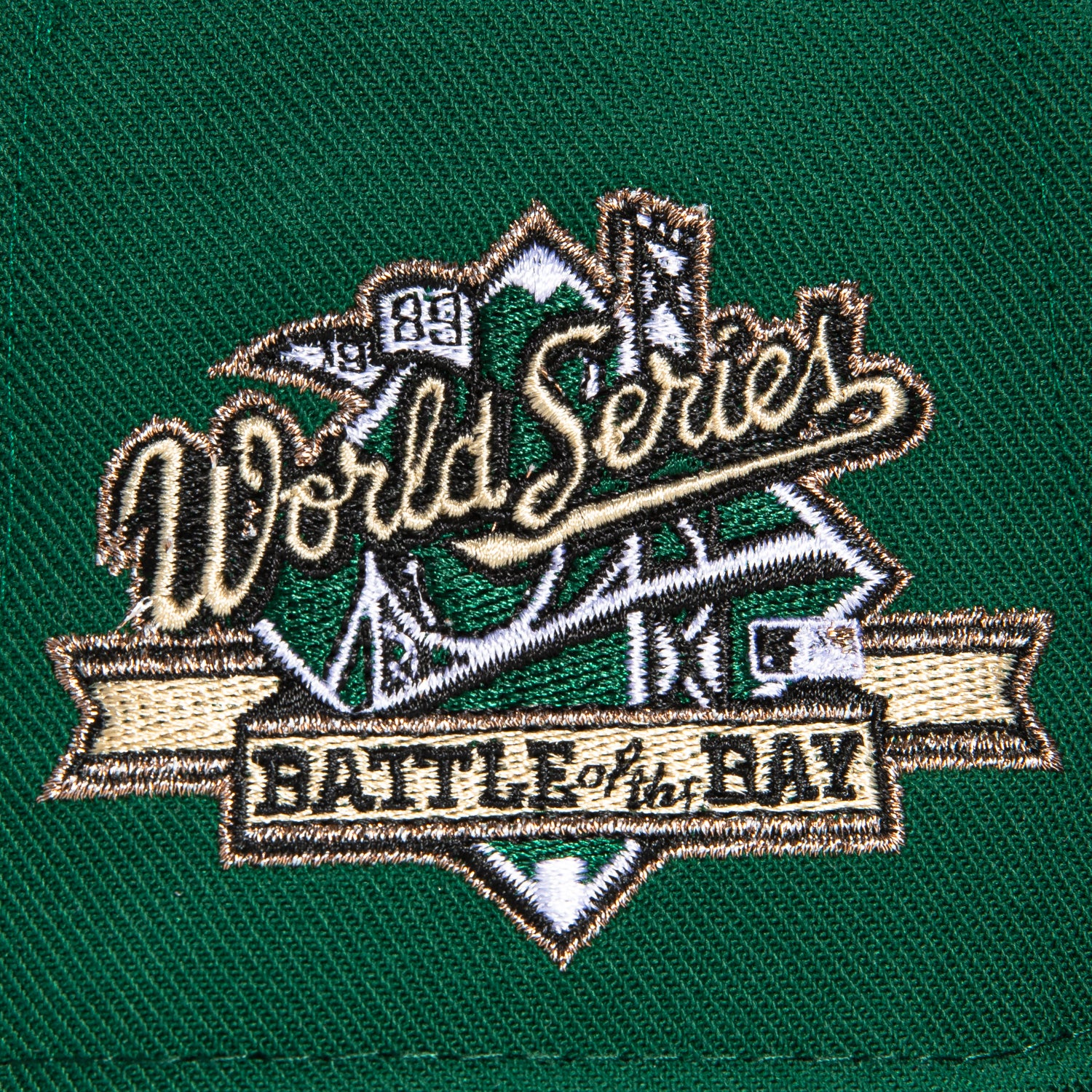 Mitchell & Ness Oakland Athletics 1989 World Series Patch Script Hat - Green, Black