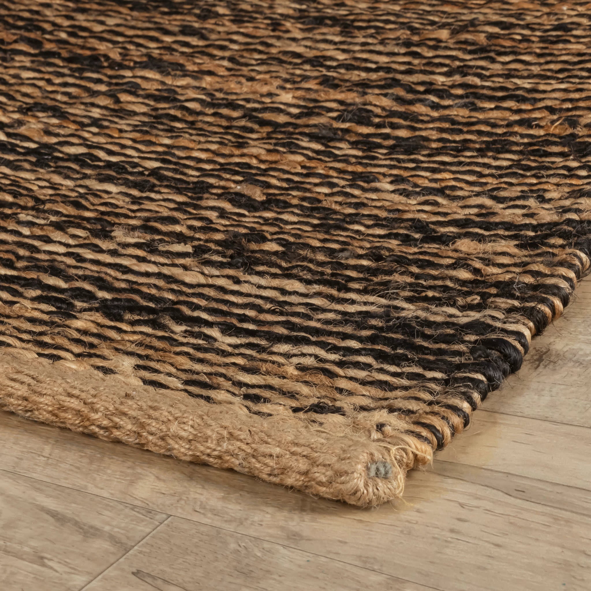 Striped Black/Natural Handwoven Jute Rug