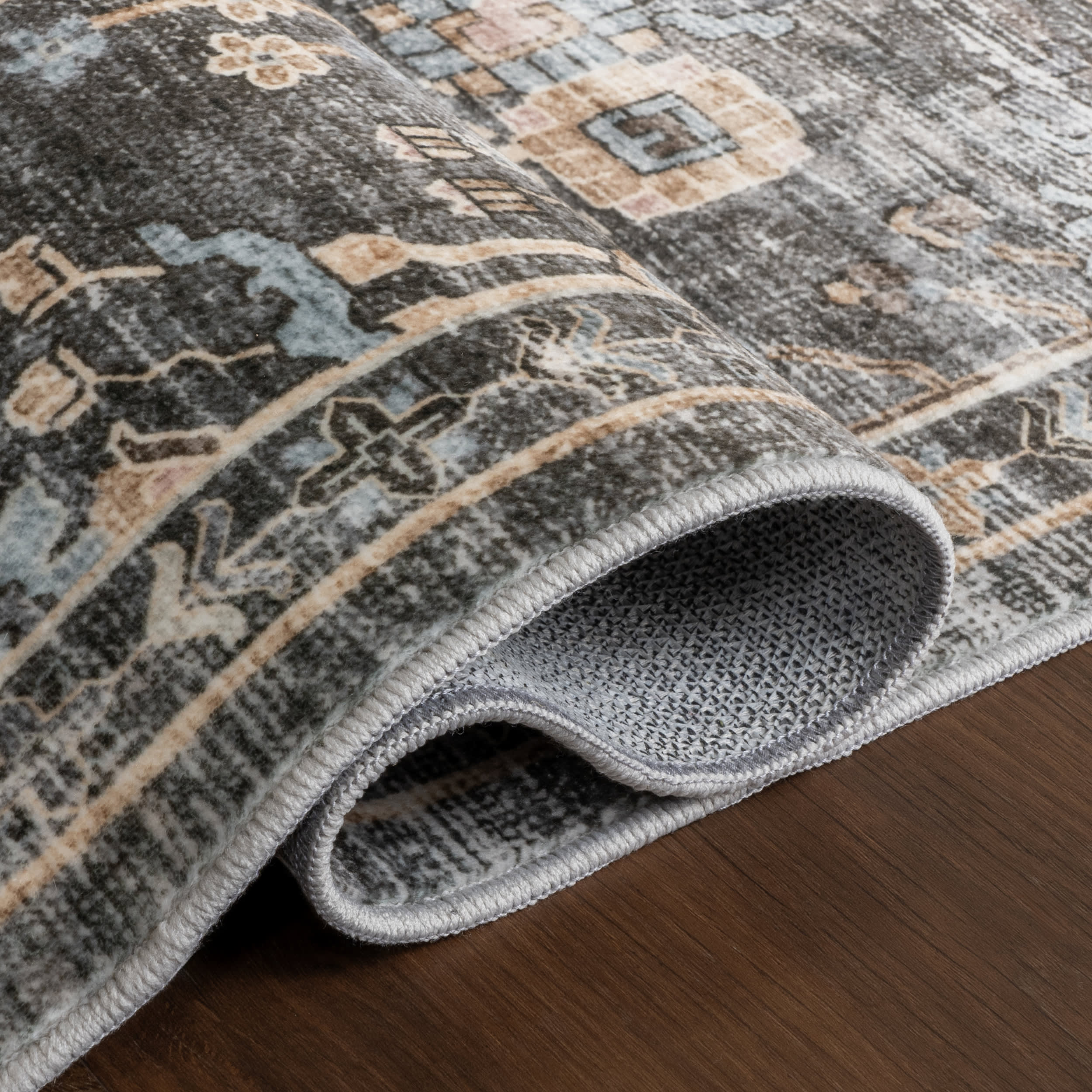 Jaylah Medallion Washable Rug | Charcoal