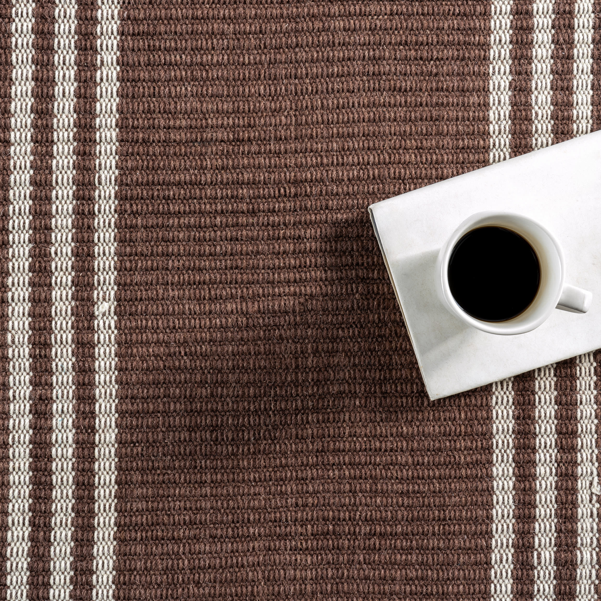 Hawthorn Striped Wool Rug | Dark Brown