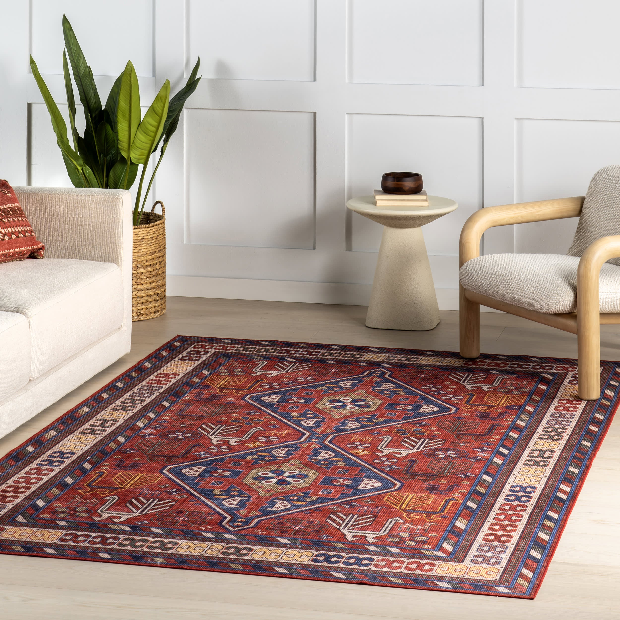 Davina Classic Spill Proof Washable Rug | Brick