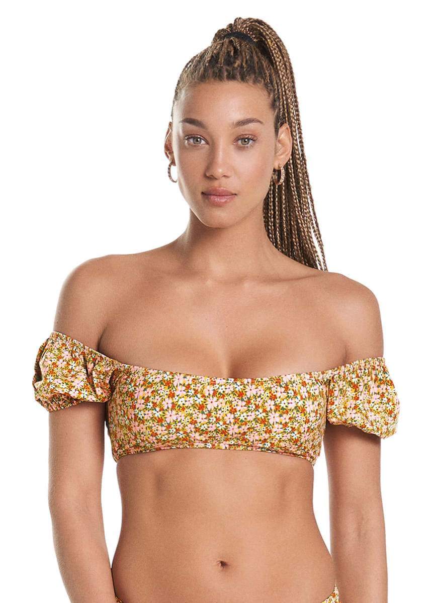 Maaji Cheery Blossom Kauai Puff Sleeve Bikini Top