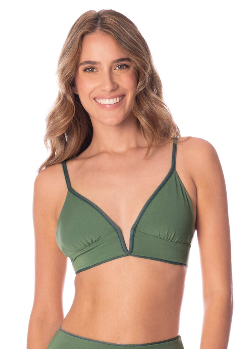 Maaji Eucalyptus Green Parade Long Line Triangle Bikini Top