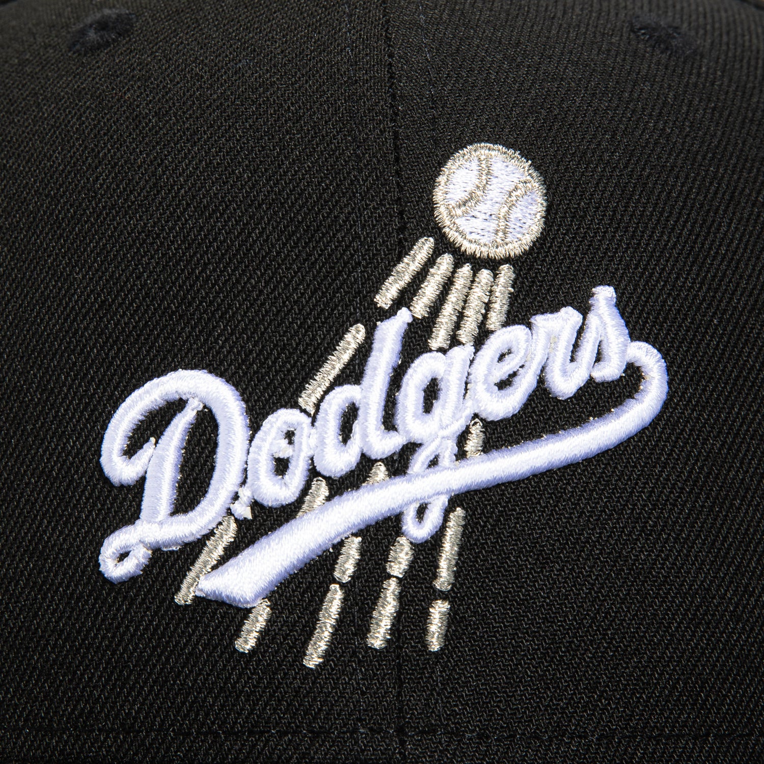 New Era 59Fifty Los Angeles Dodgers 100th Anniversary Patch Hat - Black, Metallic Silver