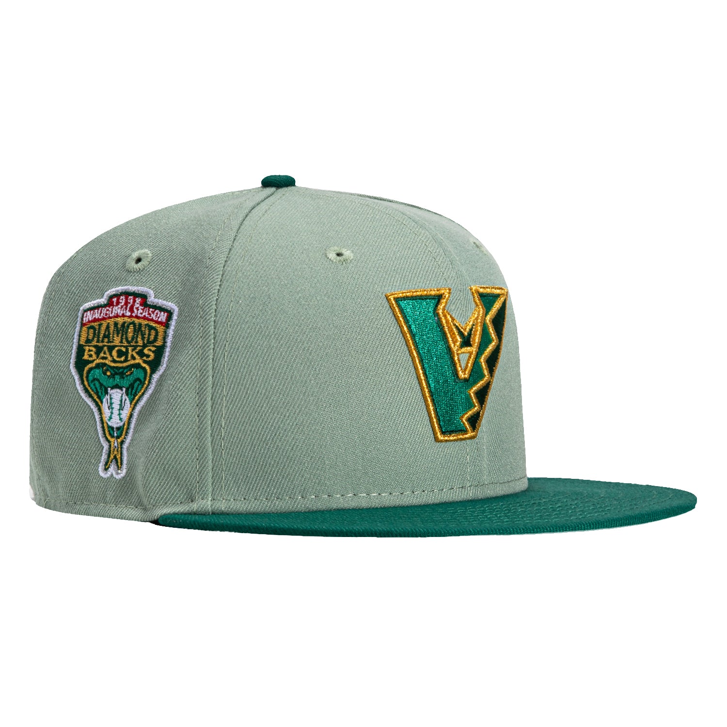 New Era 59Fifty Winter Forest Arizona Diamondbacks Inaugural Patch Upside Down Hat - Everest Green, Green