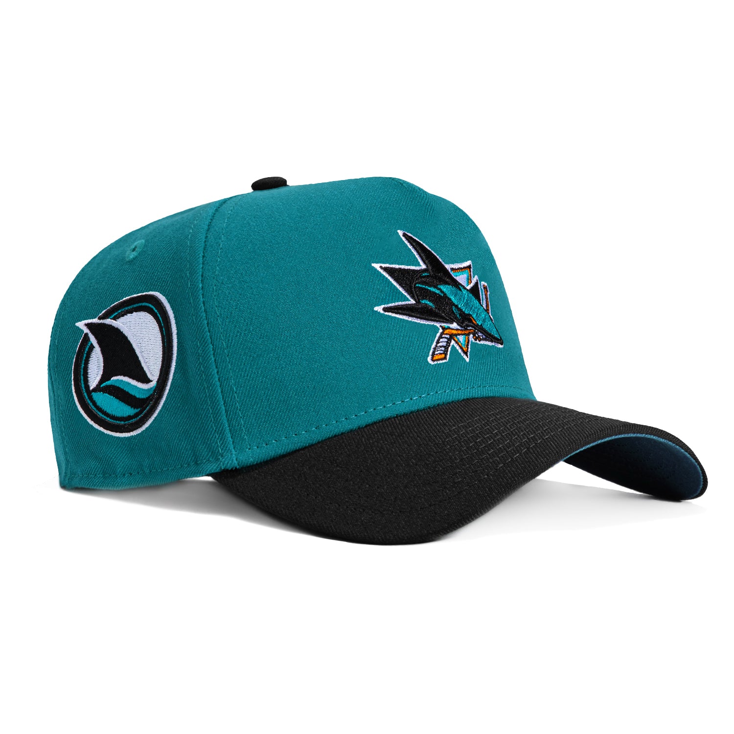 New Era 9Forty A-Frame San Jose Sharks Logo Patch Snapback Hat - Teal, Black