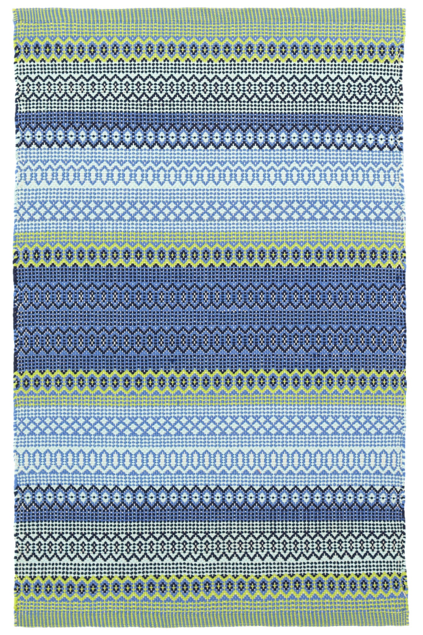 Fiesta Stripe French Blue/Green Handwoven Indoor/Outdoor Rug