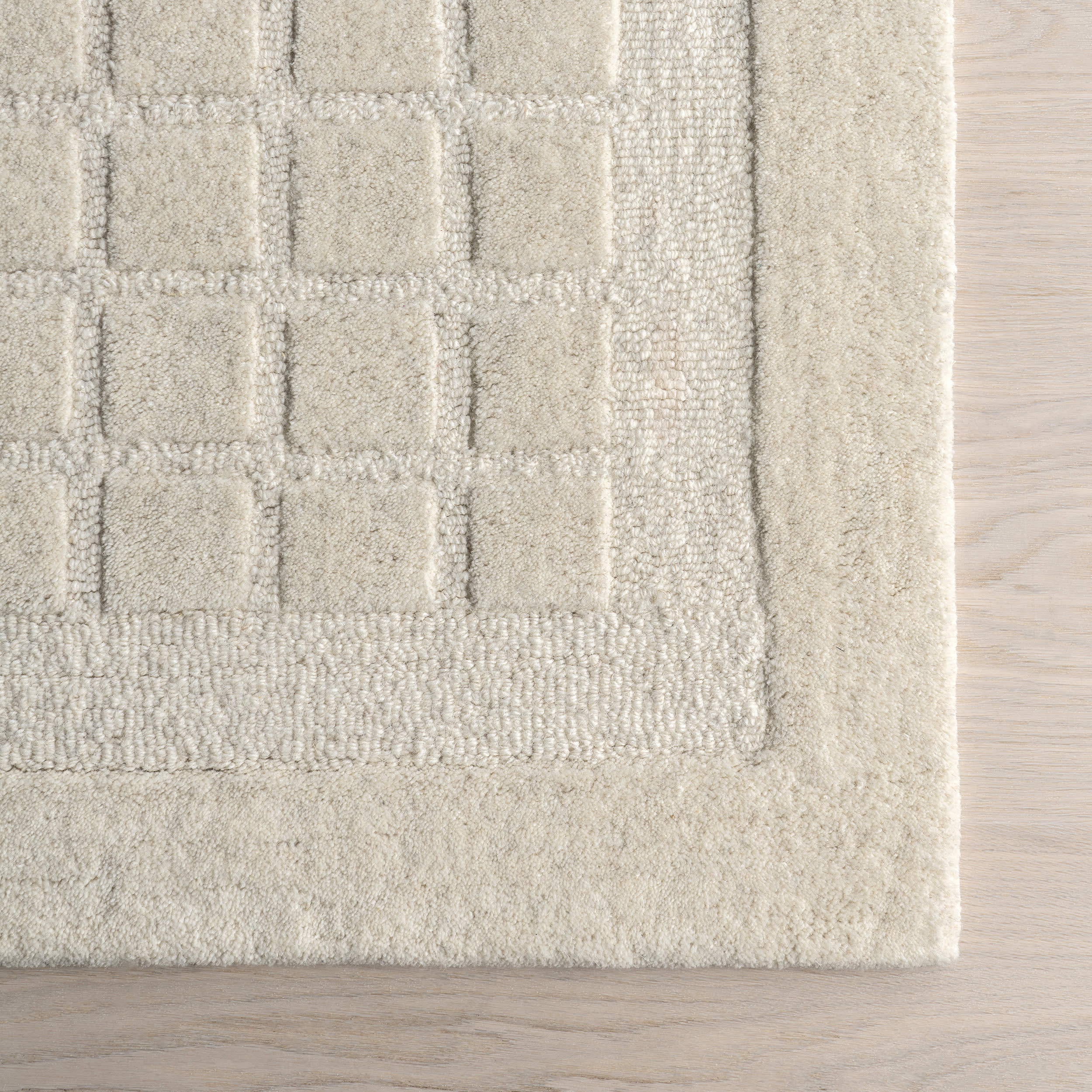 Fritz Checked Wool Rug | Beige