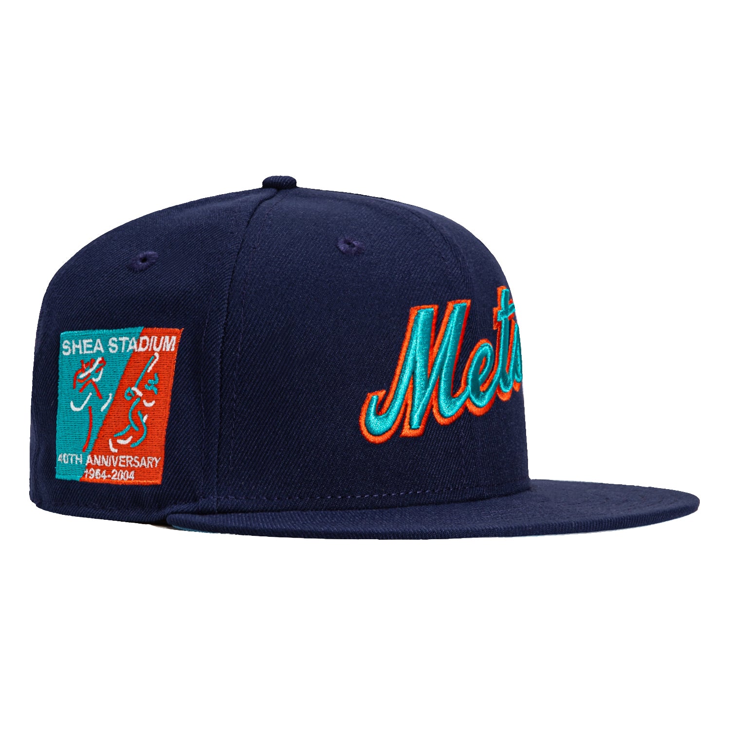 New Era 59Fifty New York Mets 40th Anniversary Stadium Patch Word Hat - Light Navy, Teal, Orange