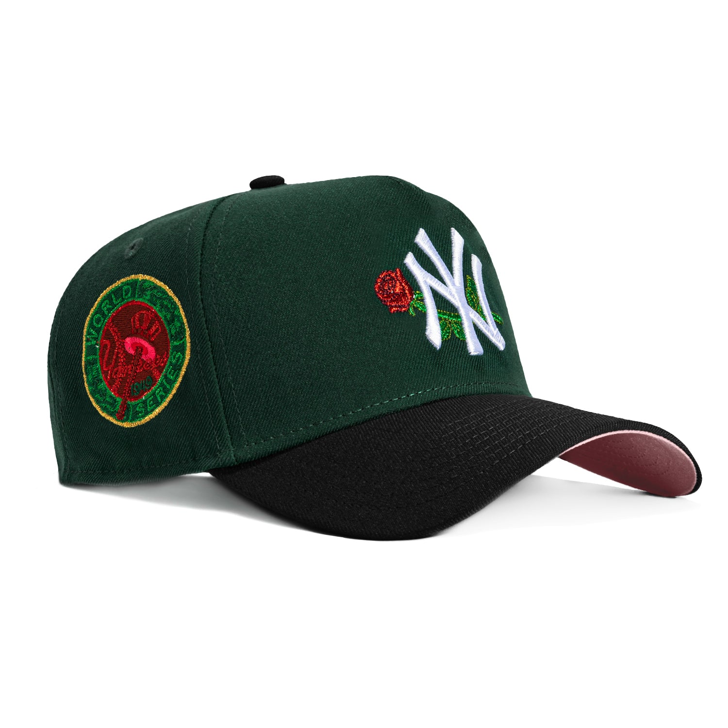 New Era 9Forty A-Frame Valentine's Day New York Yankees 1949 World Series Patch Snapback Rose Hat - Green, Black