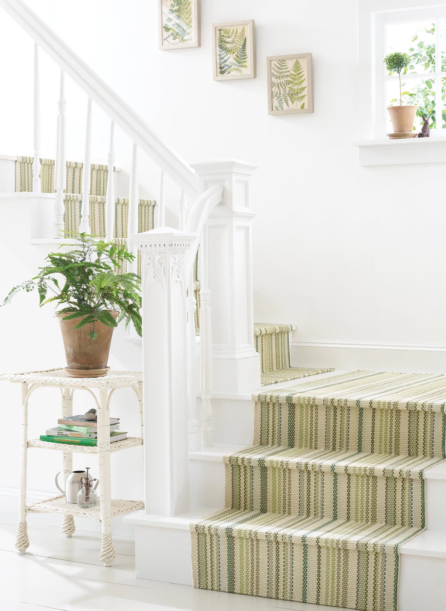 Oslo Stripe Green Handwoven Cotton Rug