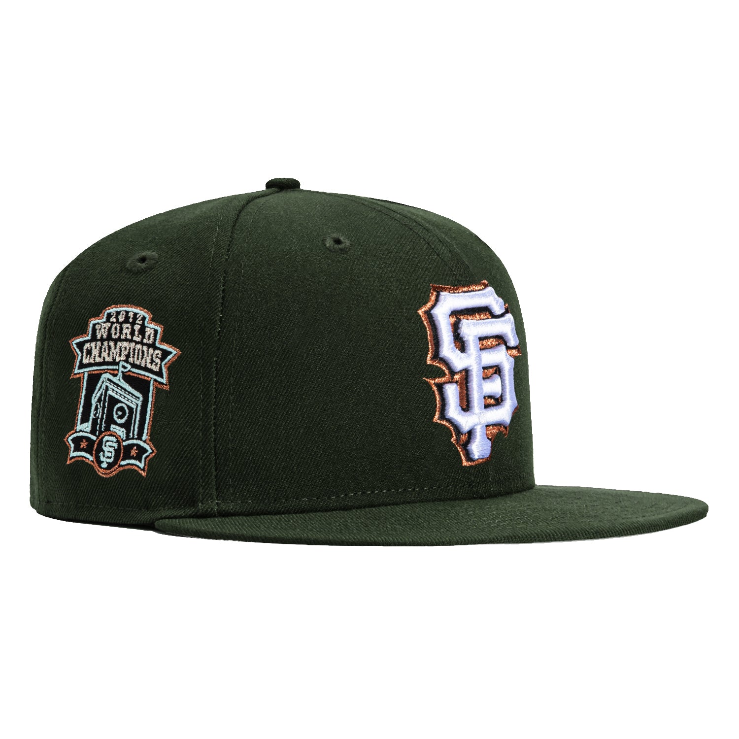 New Era 59Fifty San Francisco Giants 2012 World Series Champions Patch Hat - Green, White, Metallic Copper