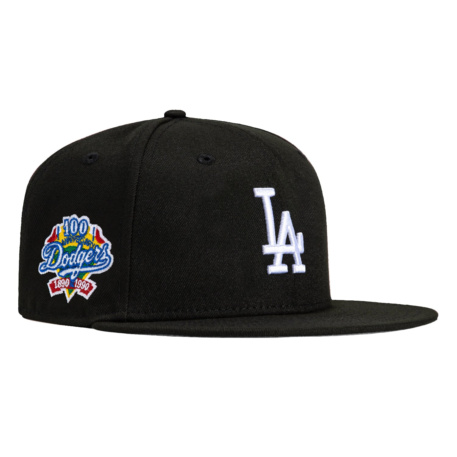 New Era 59Fifty Los Angeles Dodgers 100th Anniversary Patch Hat - Black, White