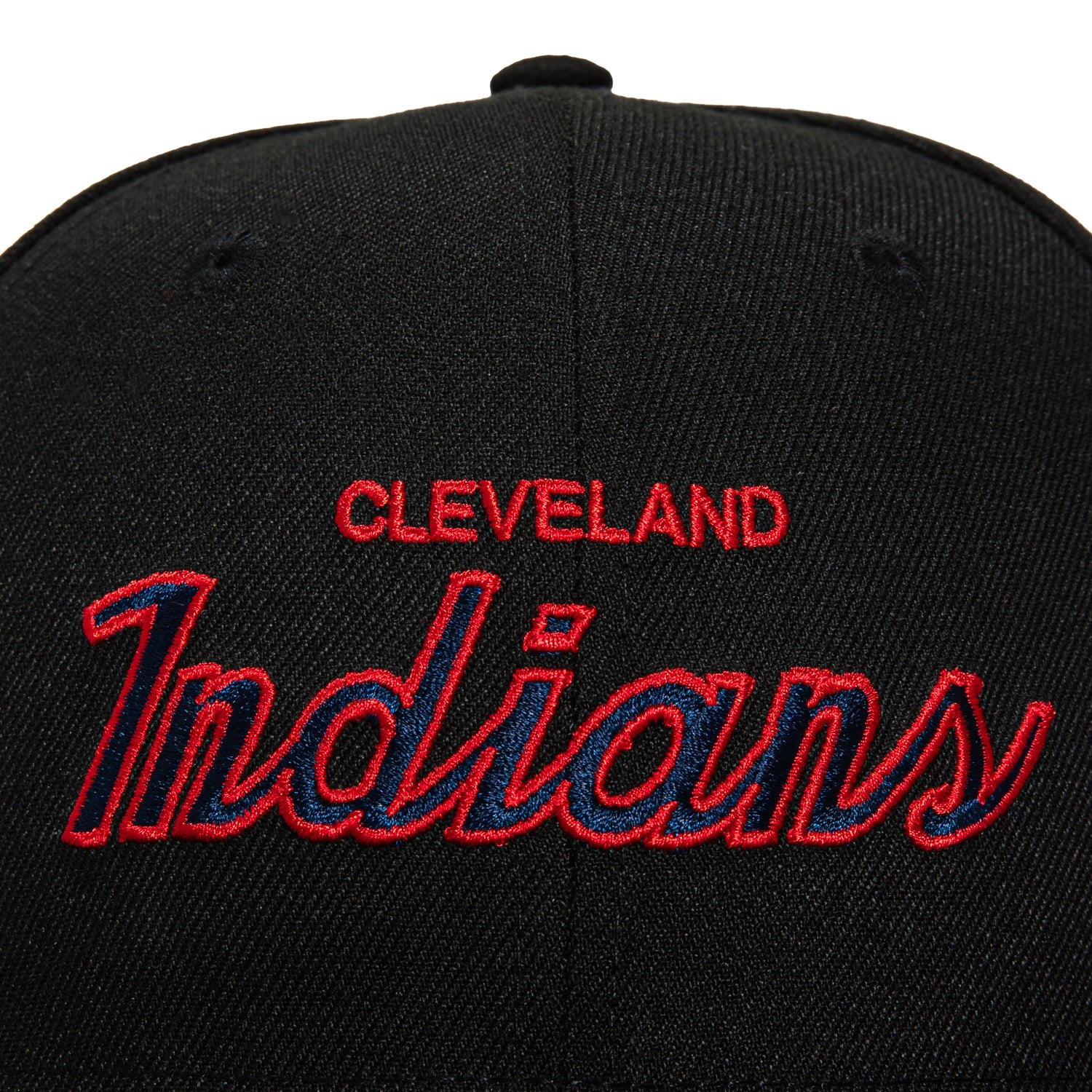 New Era 59Fifty Cleveland Indians Logo Patch Script Hat - Black