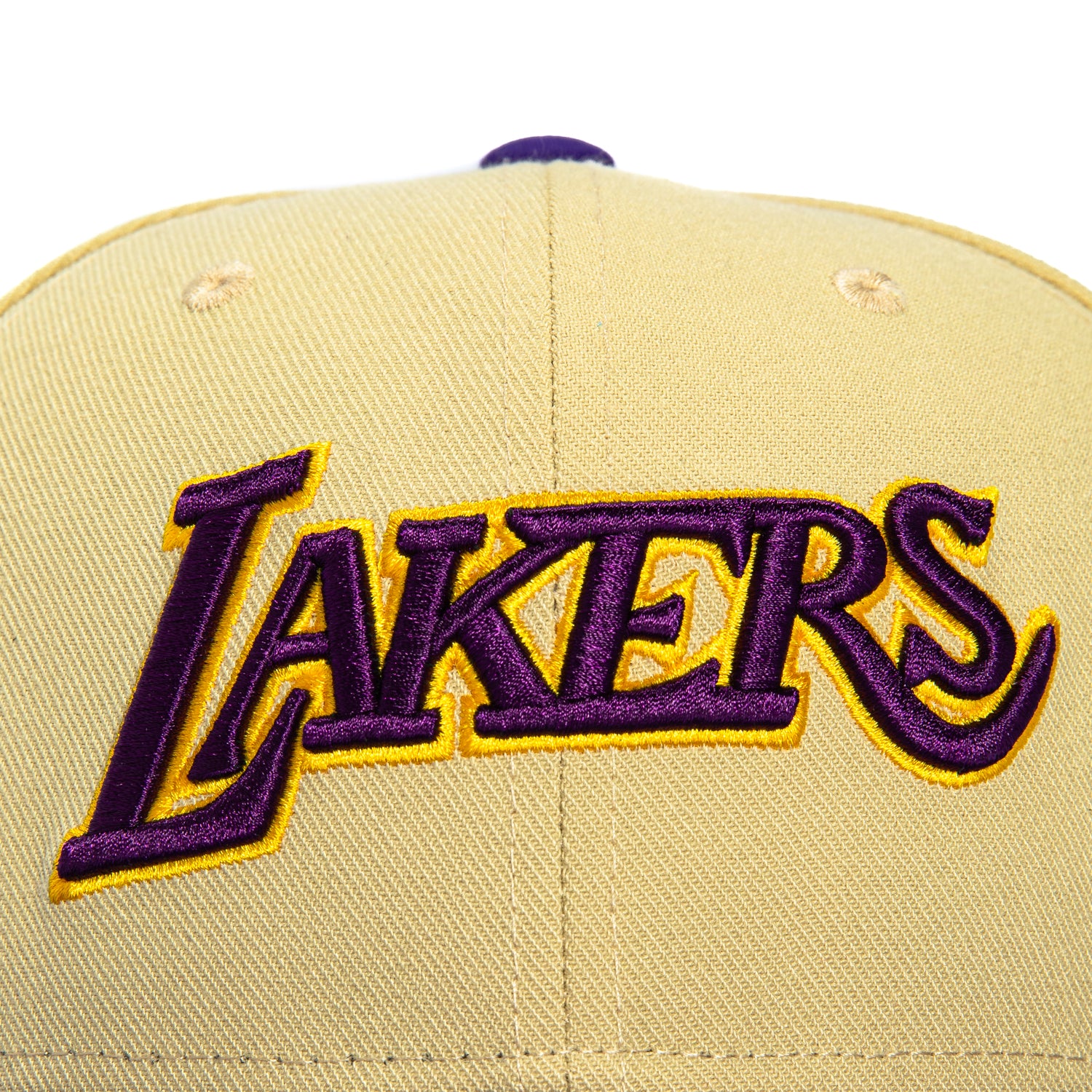 Mitchell & Ness Los Angeles Lakers 75th Anniversary Patch Hat - Tan, Purple