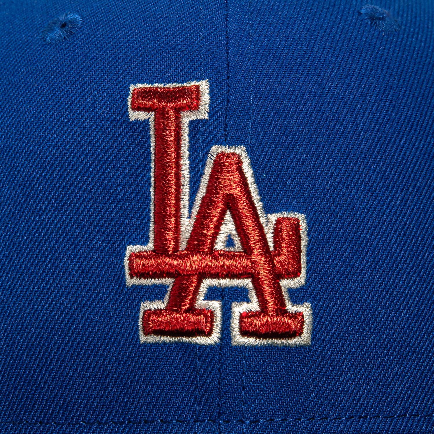 New Era 59Fifty Los Angeles Dodgers 100th Anniversary Patch Hat - Royal, Black, Red, Metallic Silver