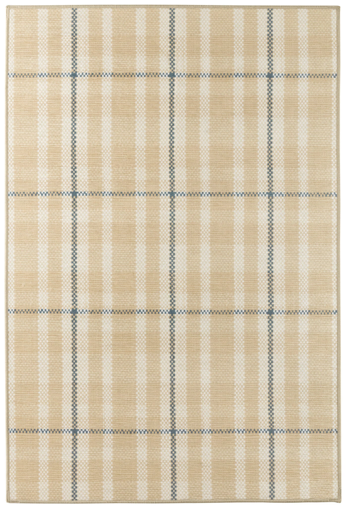 Hallie Plaid Khaki Machine Washable Rug