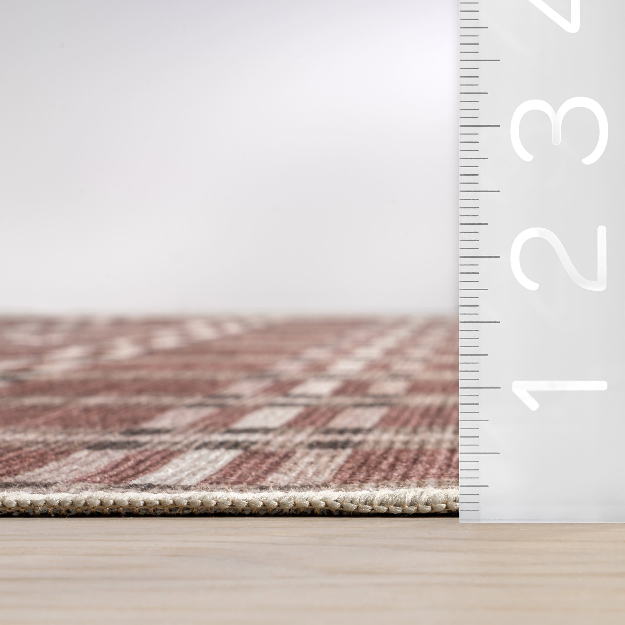 Sacha Plaid Spill Proof Washable Rug | Rust