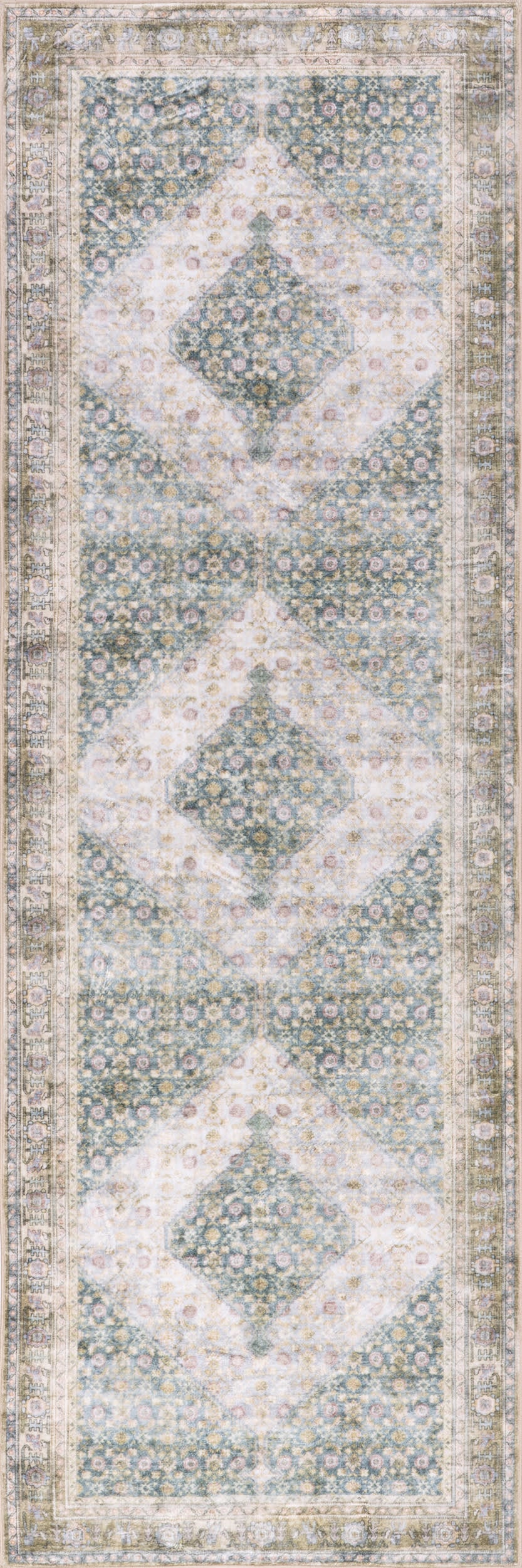 Elia Medallion Washable Rug | Teal