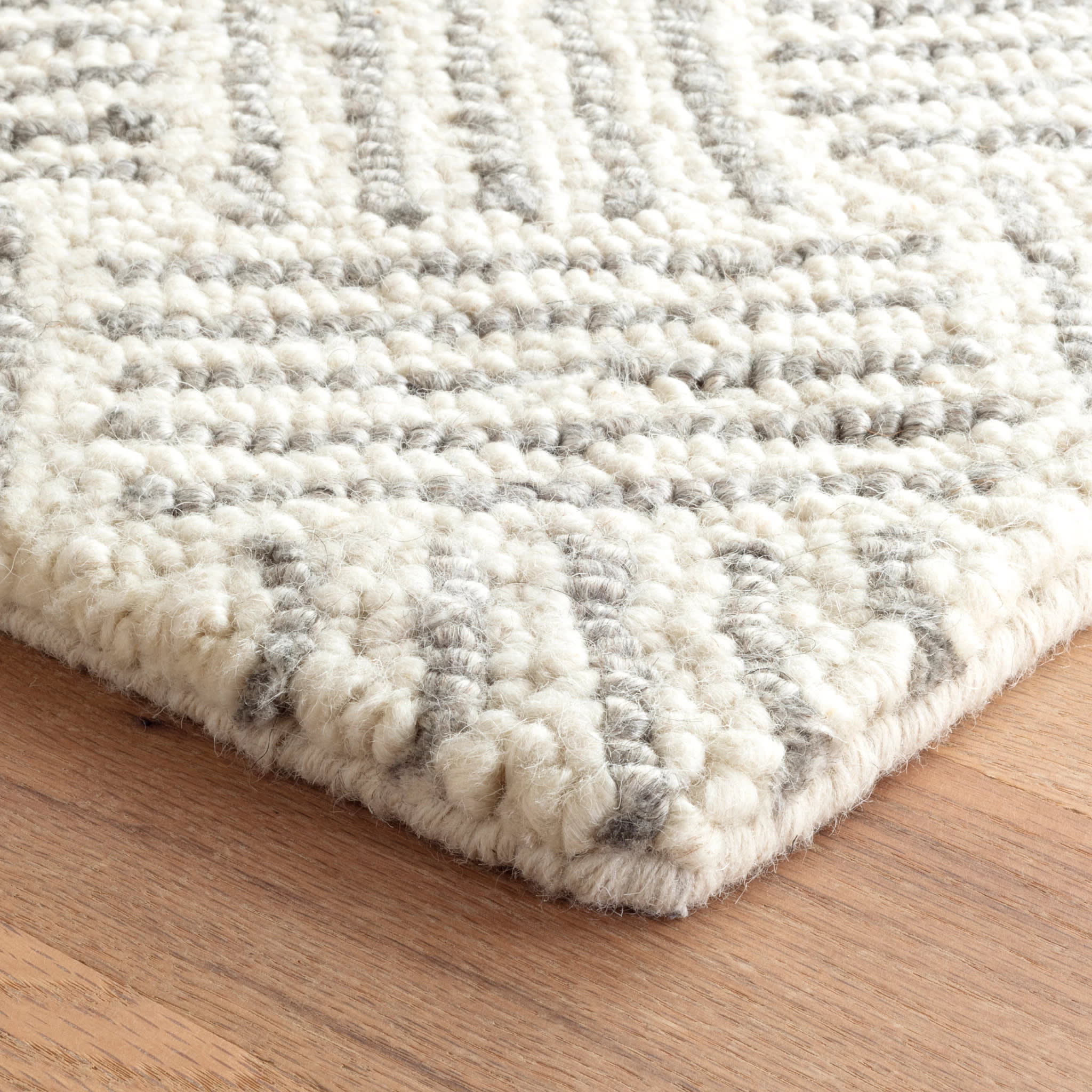 Layers Grey Hand Hooked Wool Rug