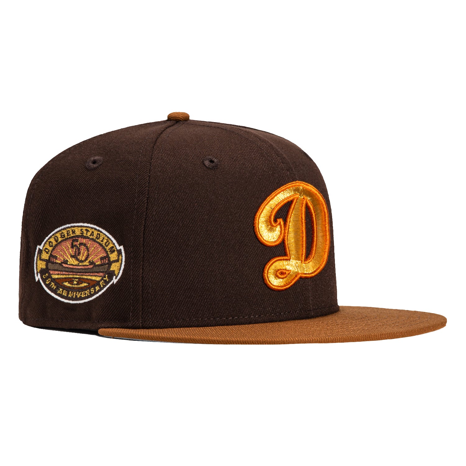 New Era 59Fifty Los Angeles Dodgers 50th Anniversary Stadium Patch D Hat - Brown, Khaki, Metallic Gold