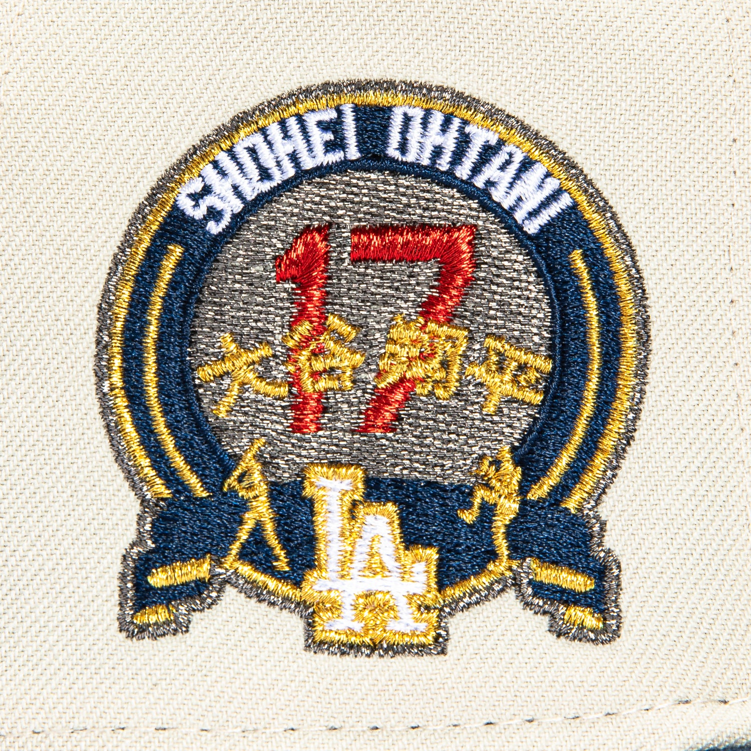 New Era 59Fifty Los Angeles Dodgers 17 Shohei Ohtani Patch Hat - Stone, Navy, Metallic Gold