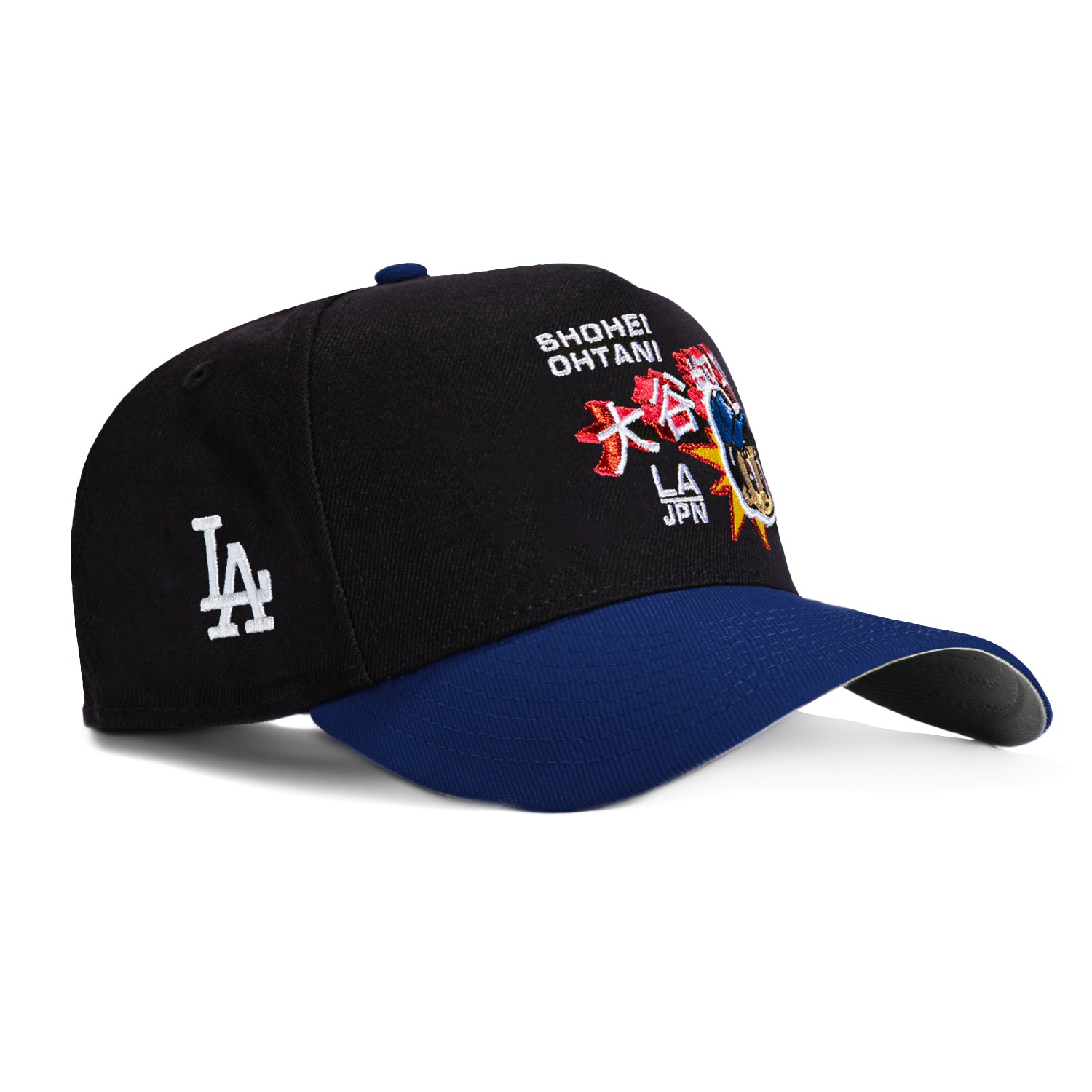 New Era 9Forty A-Frame Los Angeles Dodgers Logo Patch Ohtani Anime Snapback Hat - Black, Royal