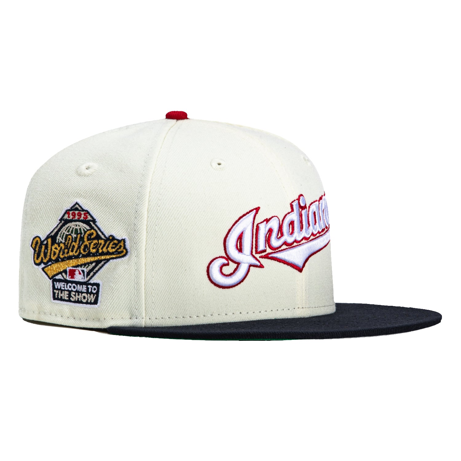 New Era 59Fifty Cleveland Guardians 1995 World Series Welcome to the Show Patch Script Hat - White, Navy, Red