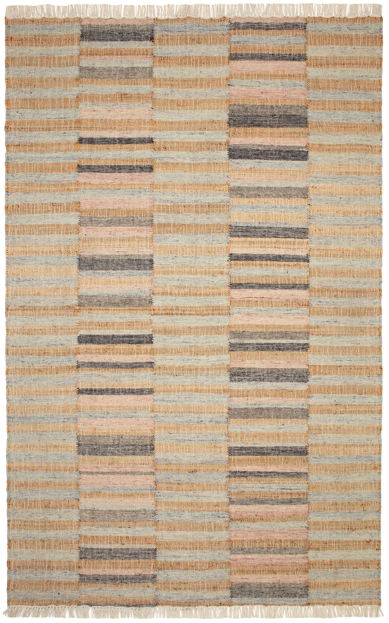 Ravel Stripe Blue Handwoven Wool Rug