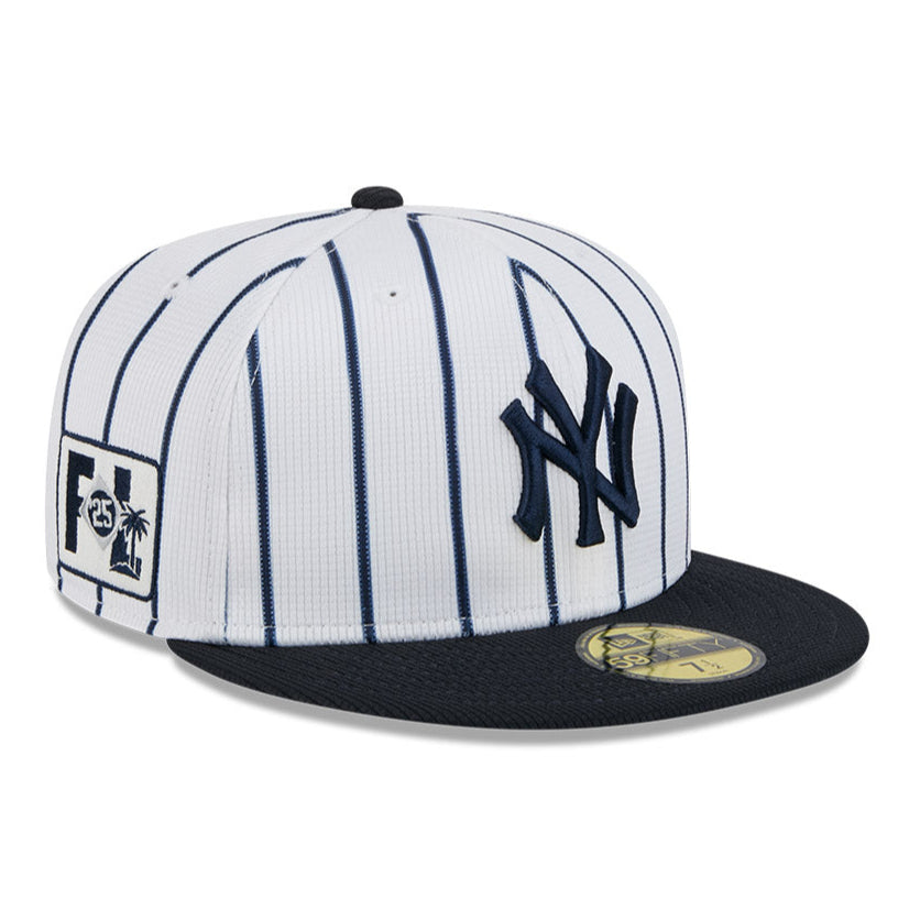 New Era 59Fifty New York Yankees 2025 Spring Training Patch Pinstripe Hat - White, Navy