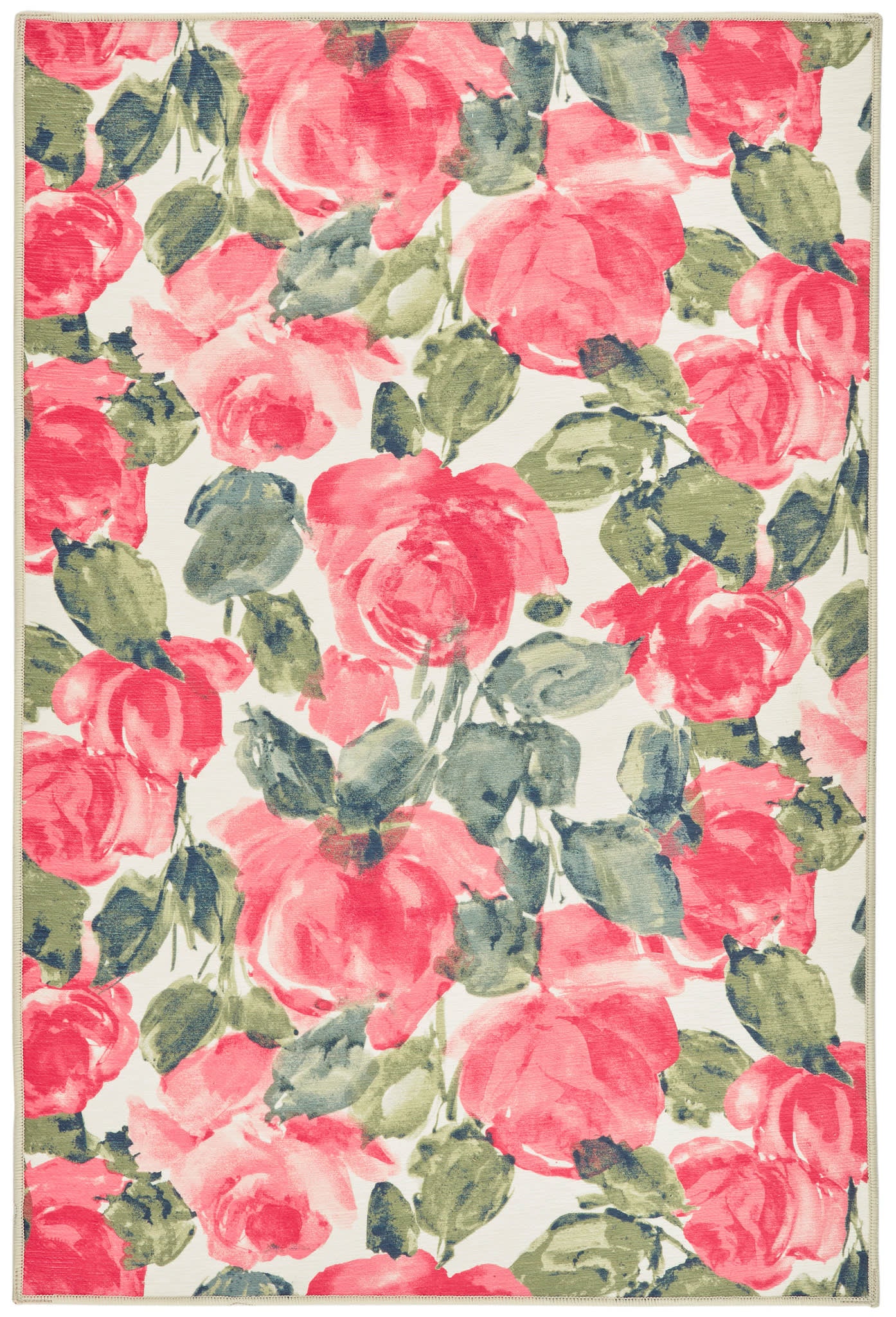 Pretty Peonies Multi Machine Washable Rug