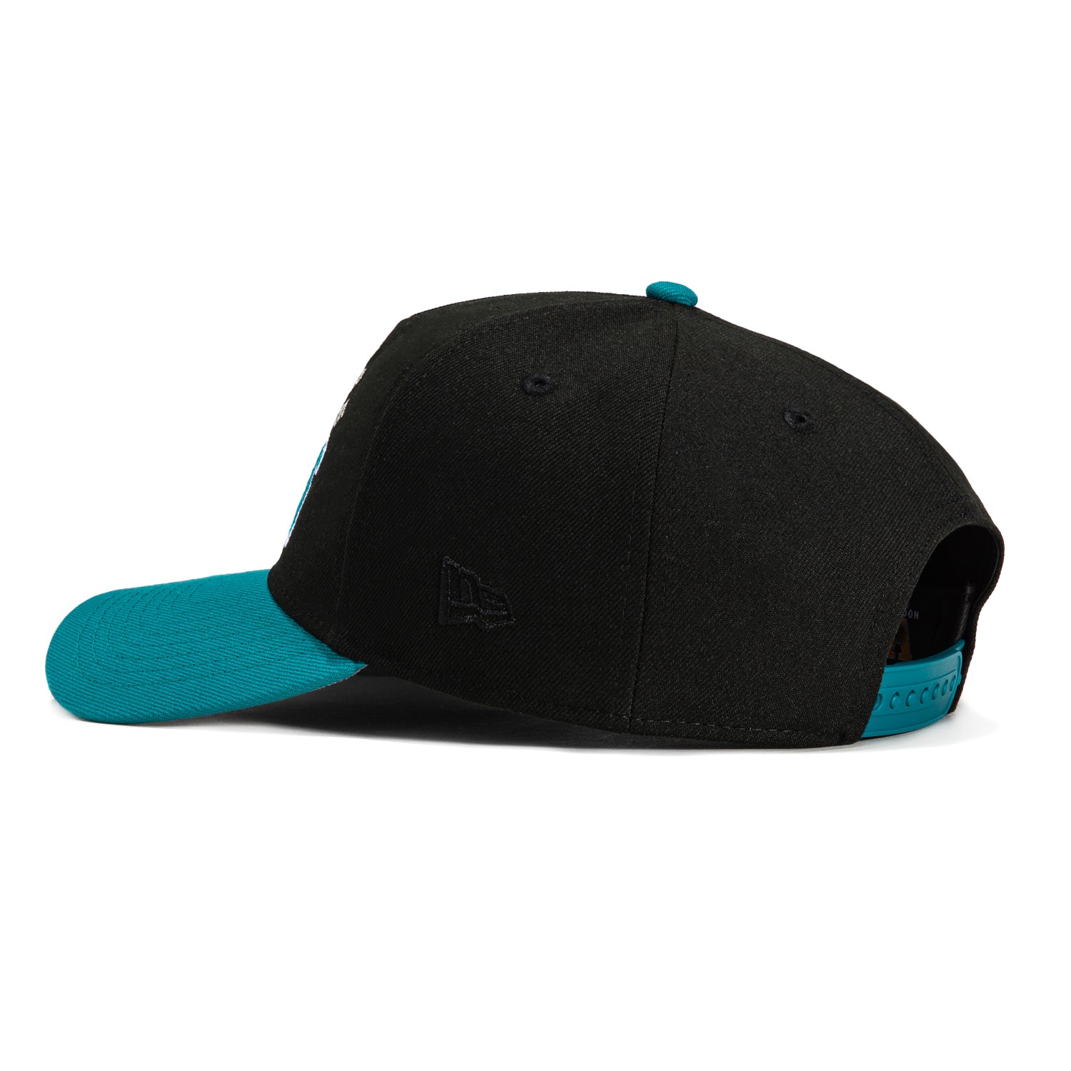 New Era 9Forty A-Frame San Jose Sharks Logo Patch Snapback Word Hat - Black, Teal