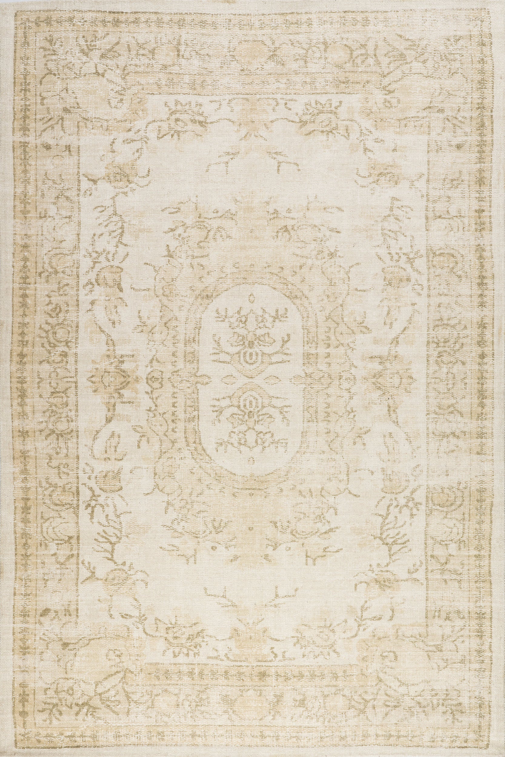 Castellan Medallion Wool and Cotton Rug | Beige