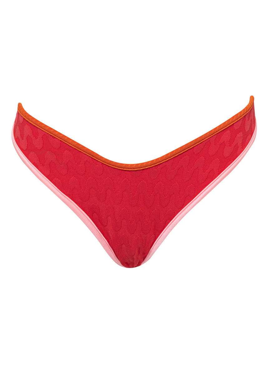 Maaji Apple Red Splendour Regular Rise Thin Side Bikini Bottom