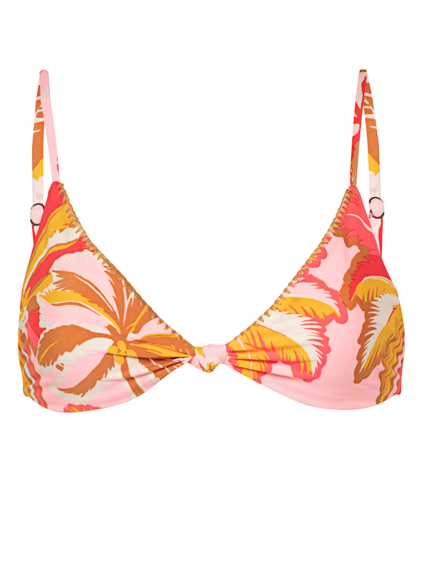 Maaji Pink Palms Sahara Fixed Triangle Bikini Top