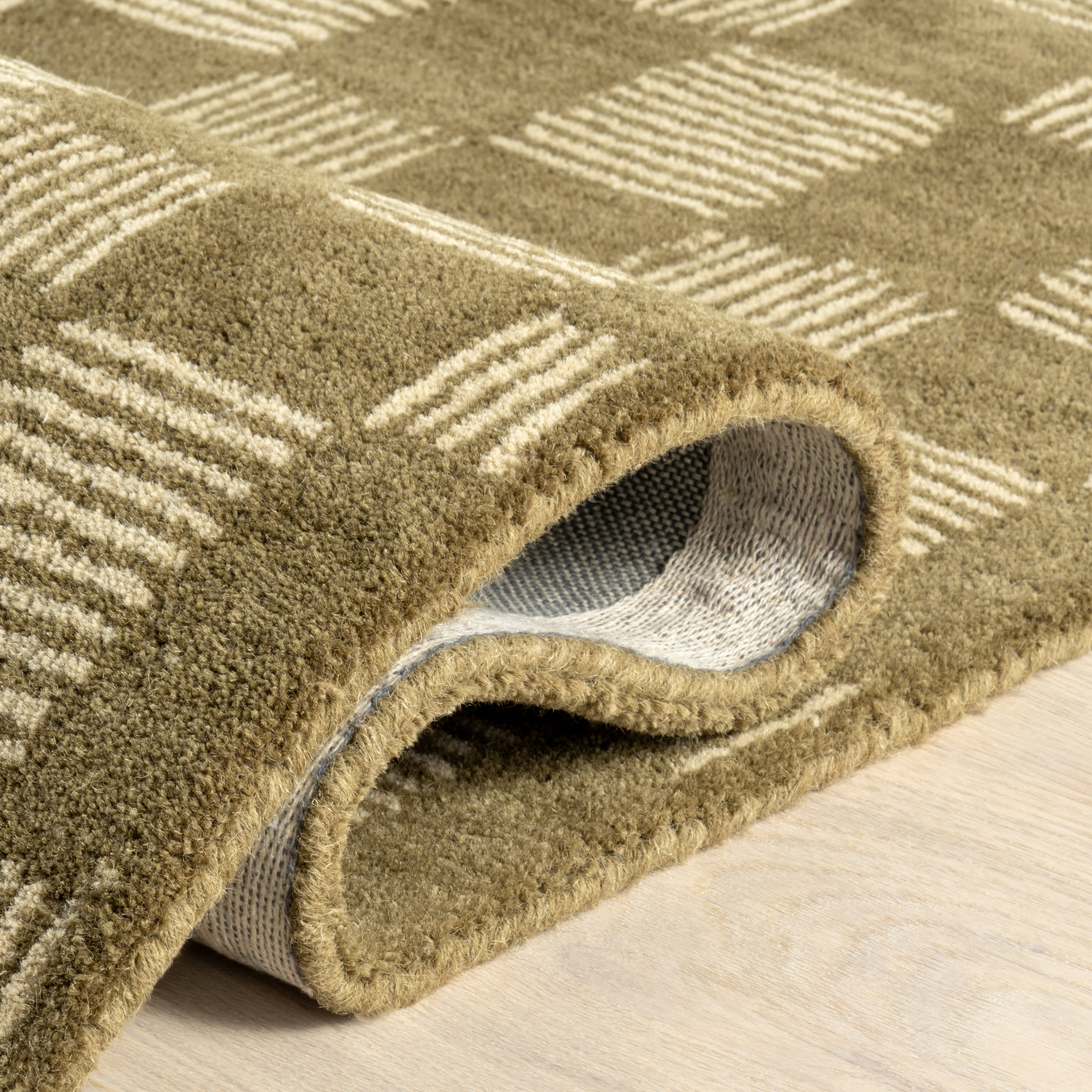 Quince Checked Wool Rug | Olive