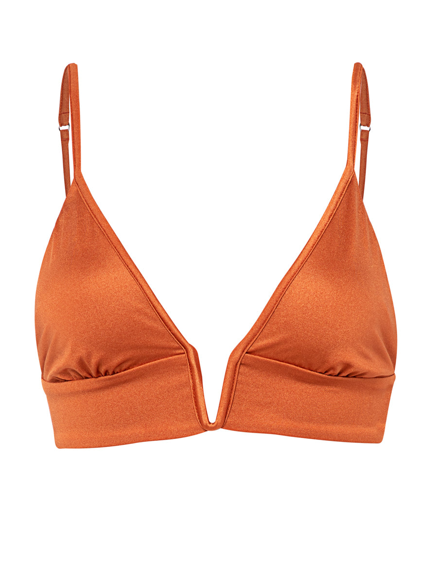 Maaji Satin Umber Parade Triangle Long Line Bikini Top