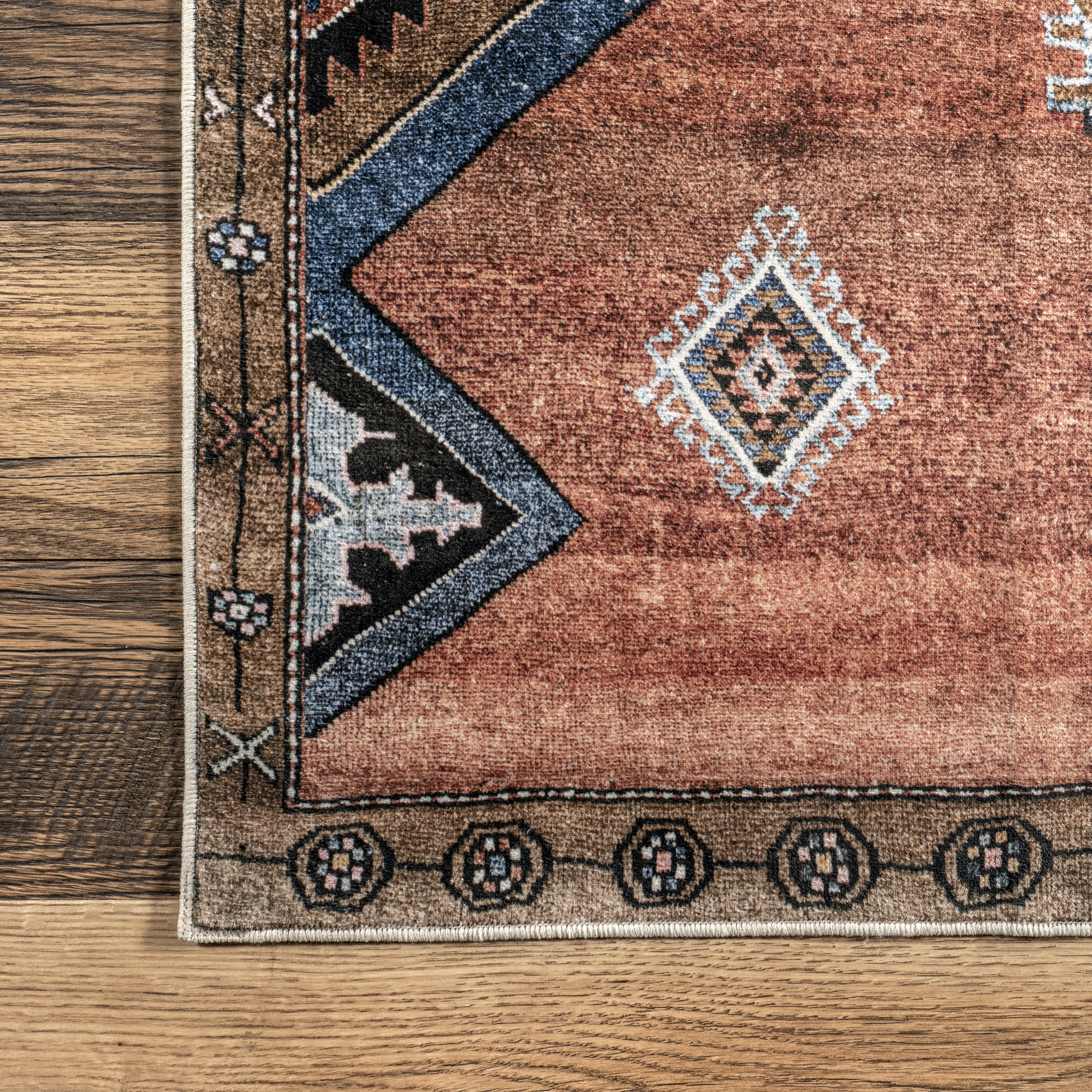 Katana Collage Washable Rug | Rust