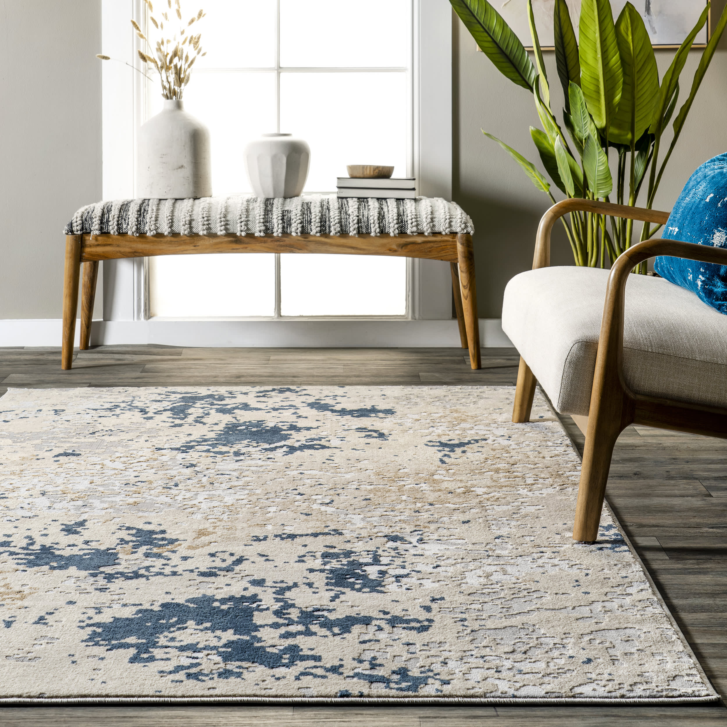 Ricki Mottled Abstract Rug | Light Grey