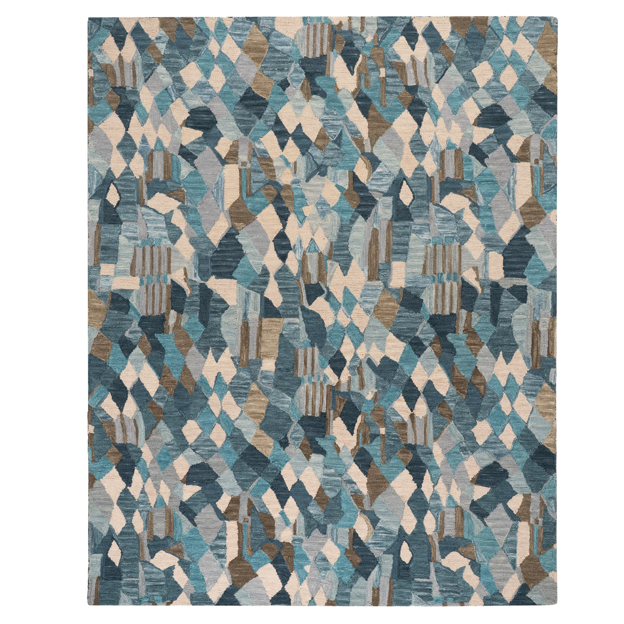 Deer Leap Blue Hand Hooked Wool Rug