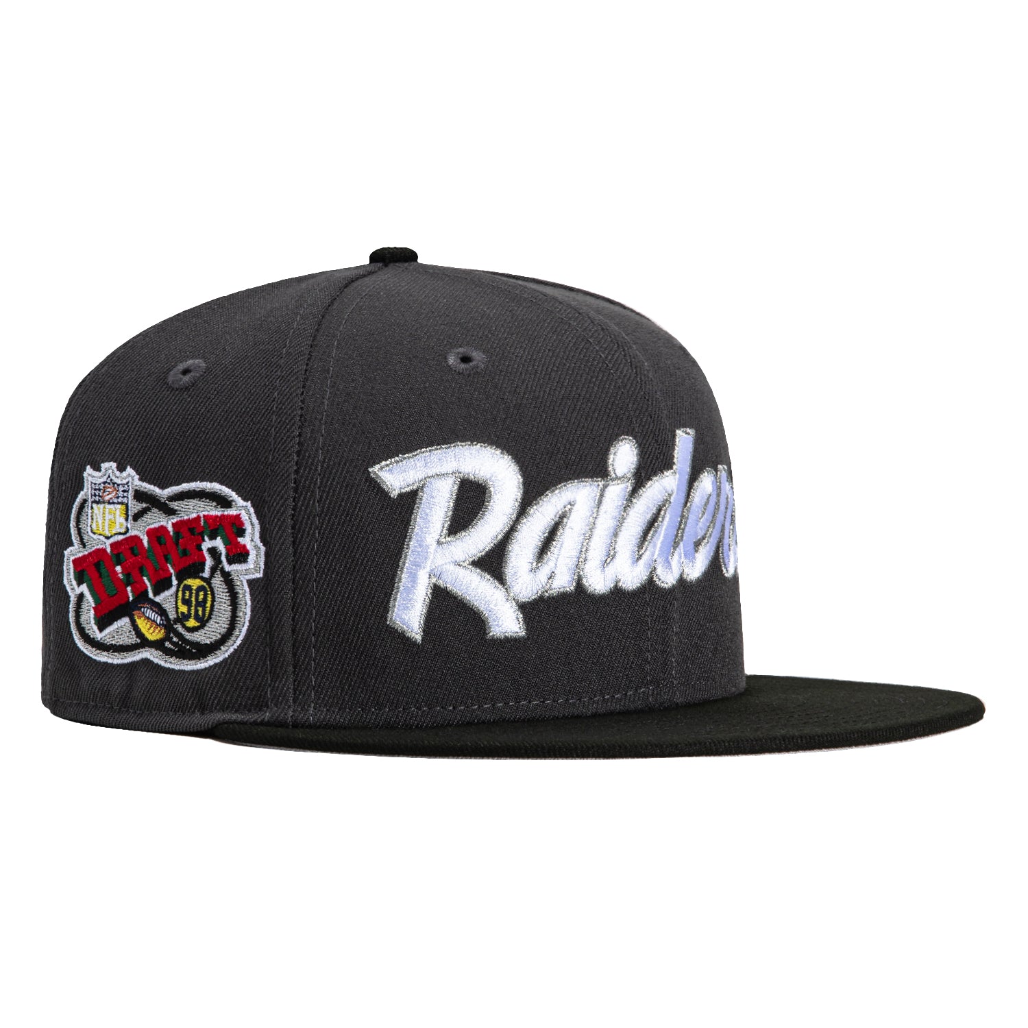 New Era 59Fifty Las Vegas Raiders 1998 Draft Patch Script Hat - Graphite, Black