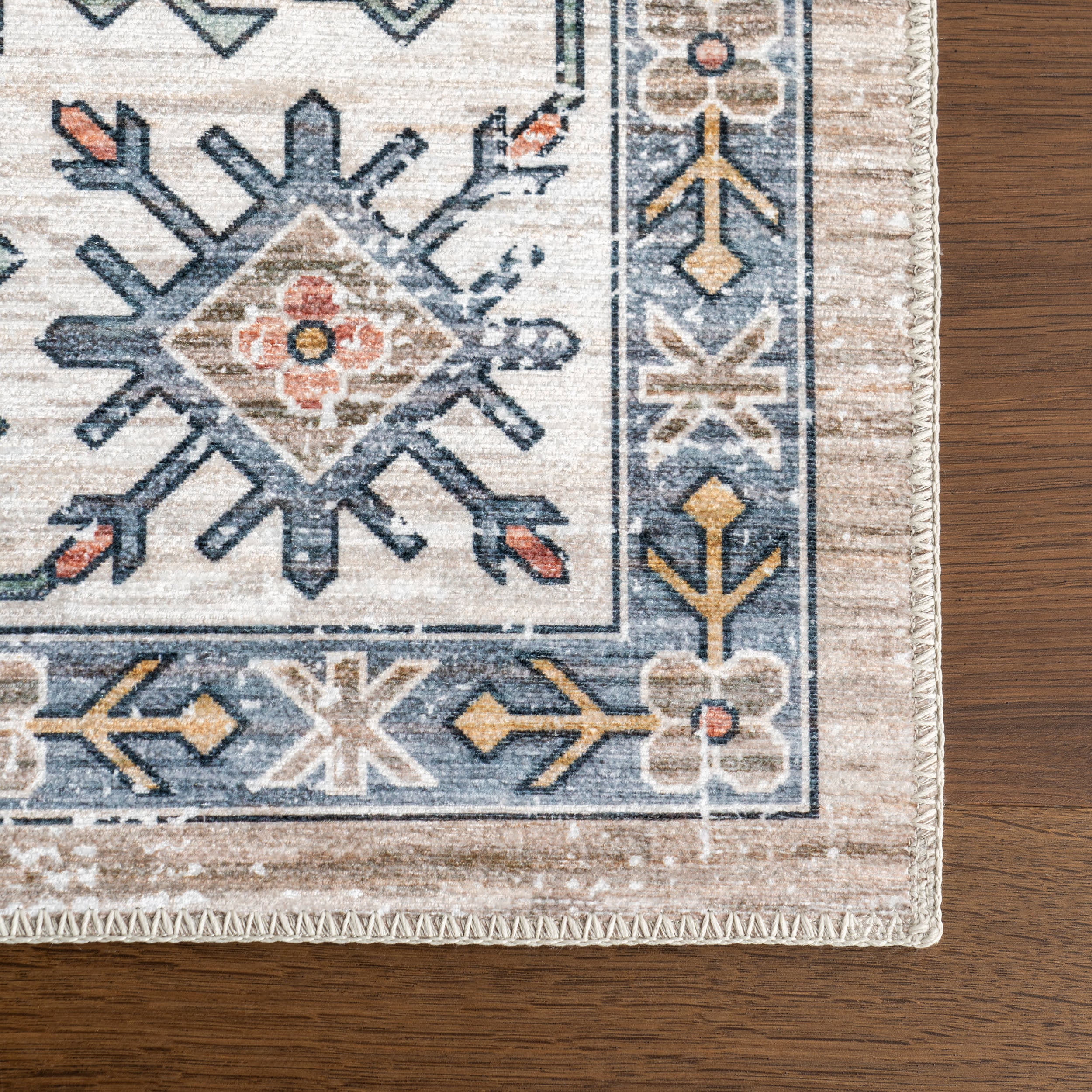 Francesca Timeworn Charm Spill Proof Washable Rug | Beige