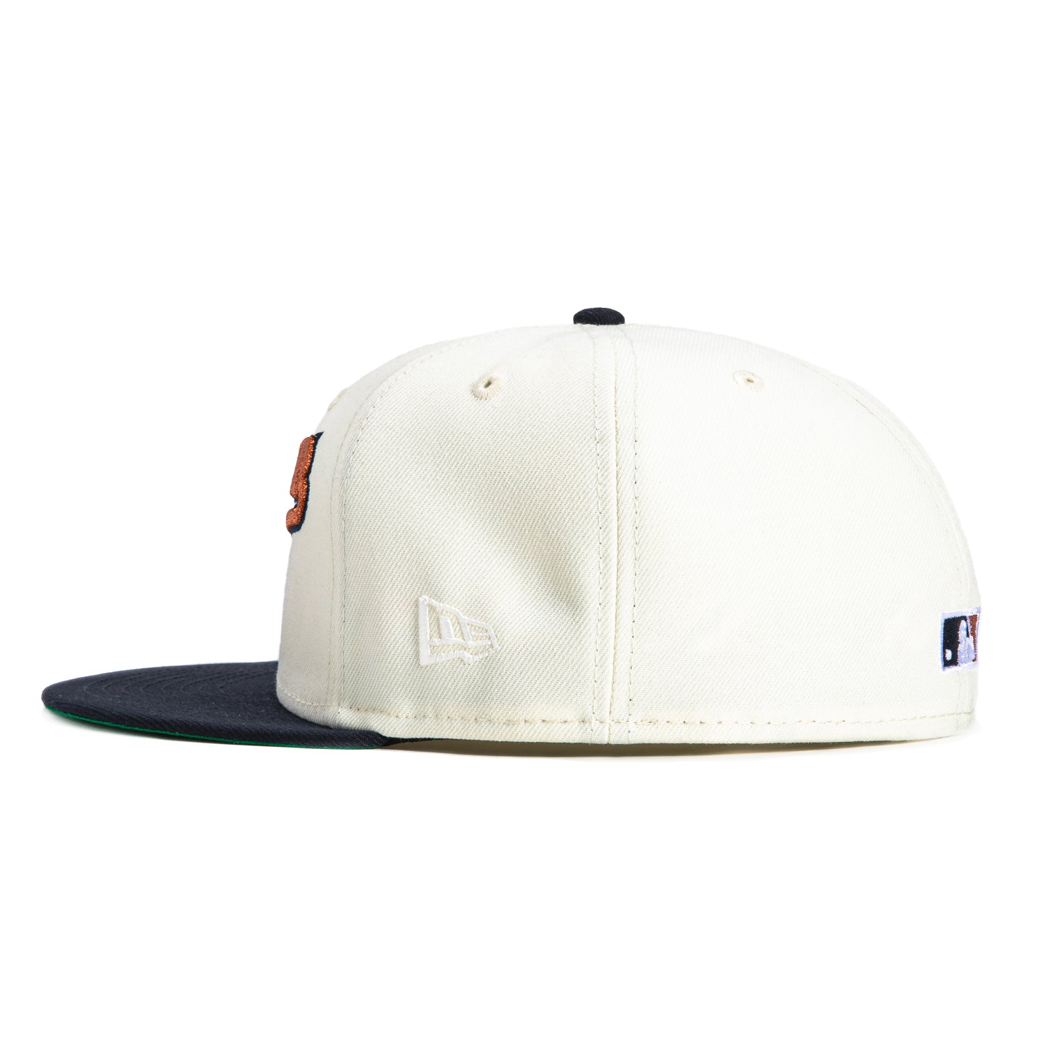 New Era 59Fifty Barbershop Cleveland Guardians Jacobs Field Patch Script Hat - White, Navy, Metallic Copper