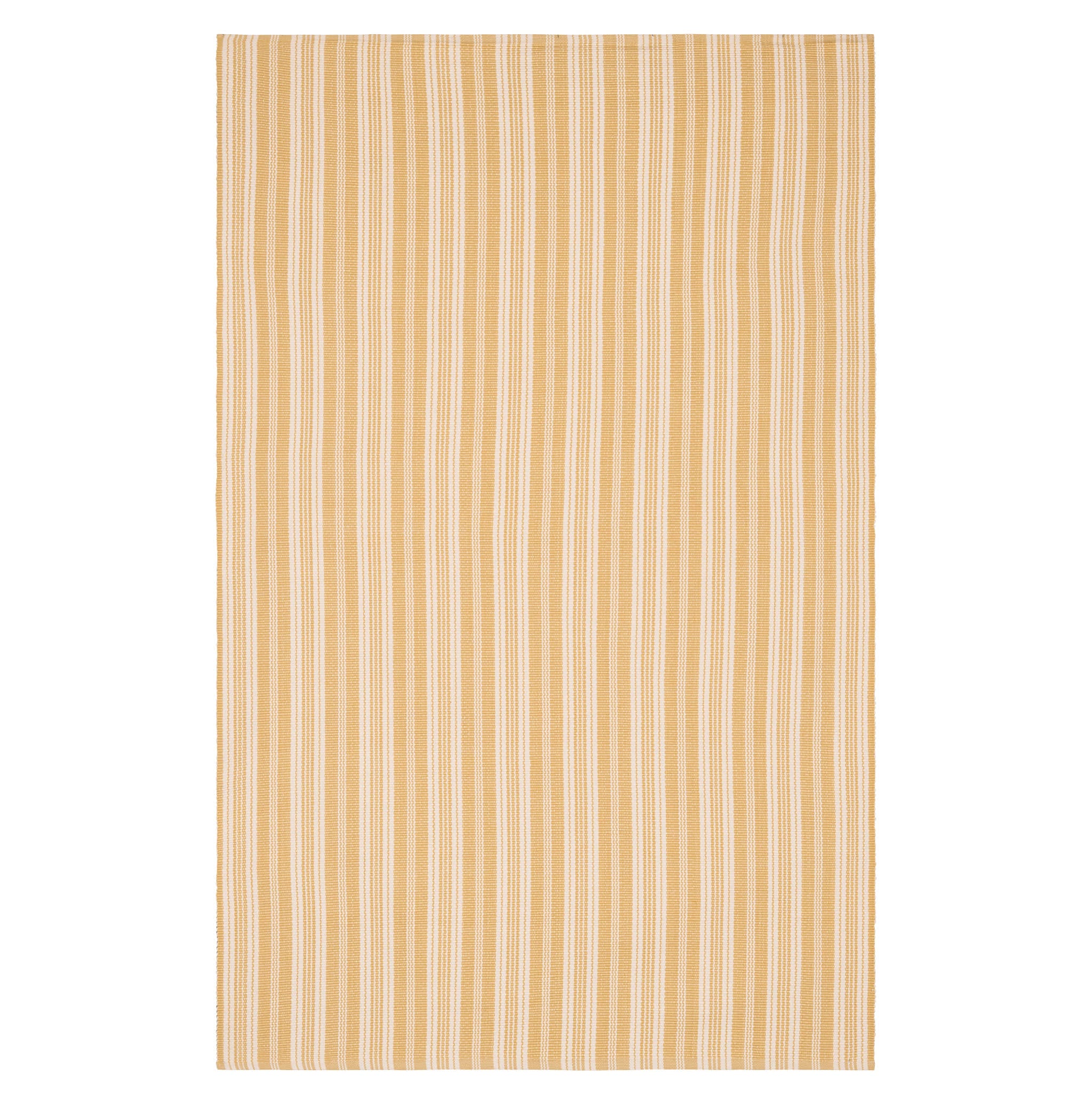 Ticking Stripe Gold/Ivory Handwoven Indoor/Outdoor Rug