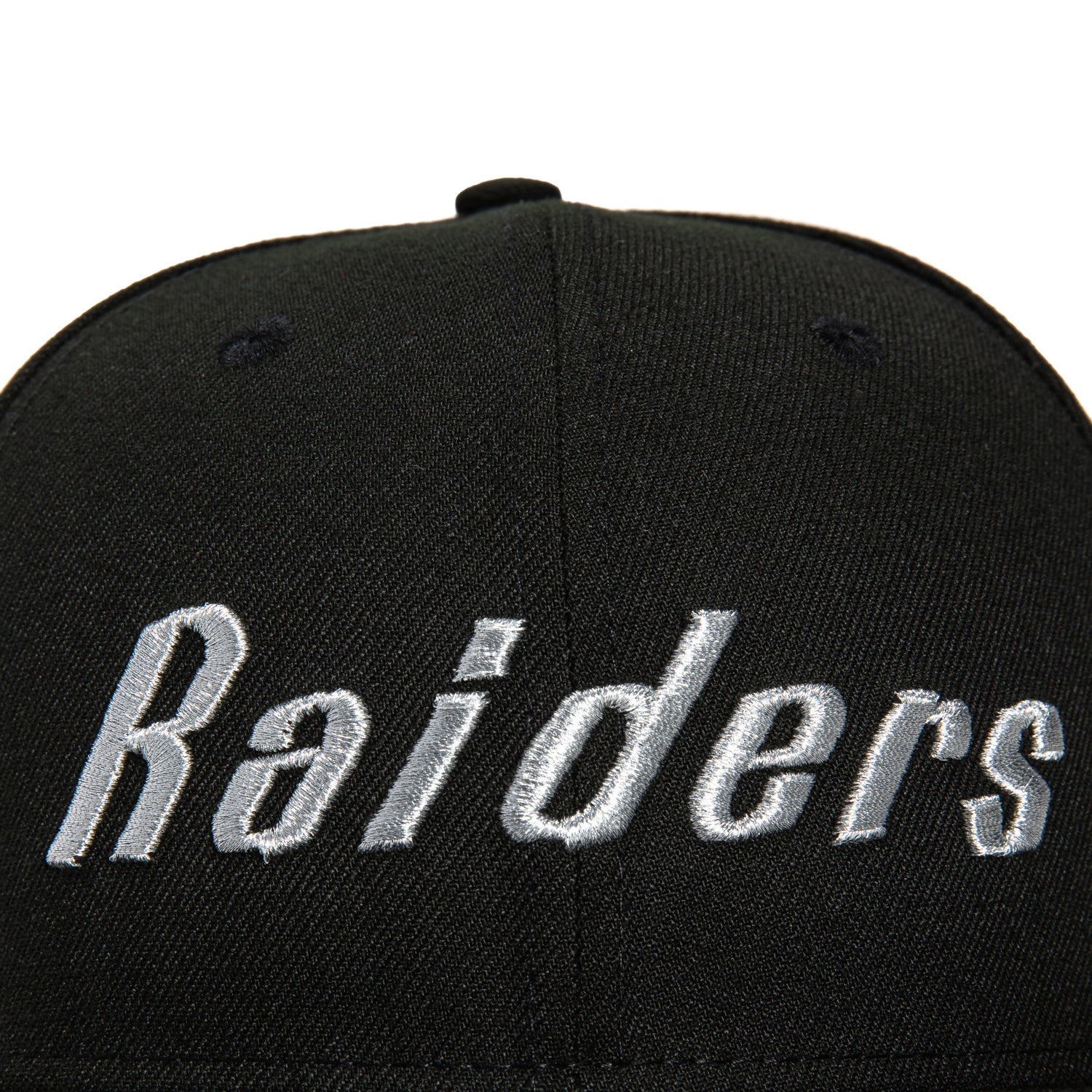 New Era 59Fifty Las Vegas Raiders Logo Patch Word Hat - Black, Metallic Silver