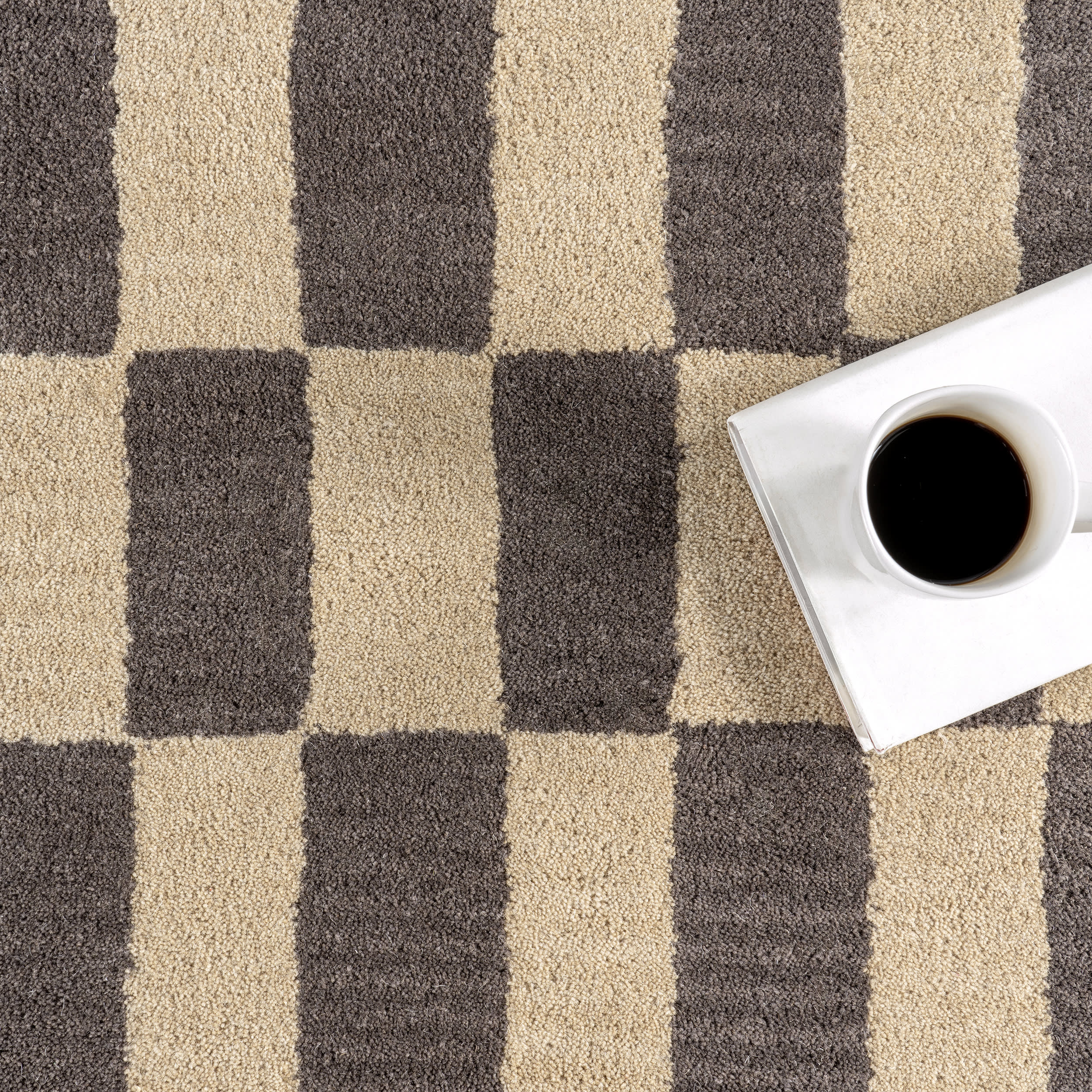 Kai Checkerboard Wool Rug | Grey