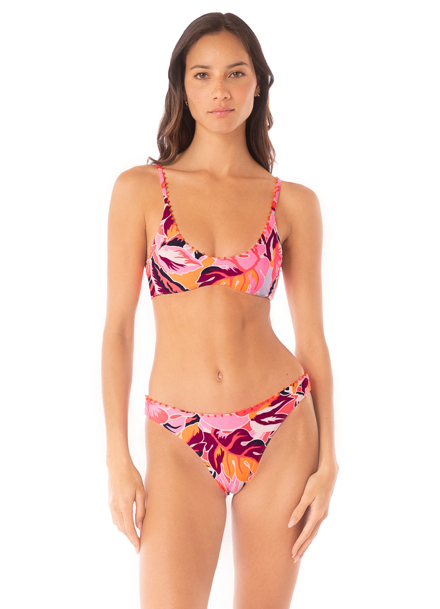 Maaji Coral Leafy Sublimity Regular Rise Classic Bikini Bottom