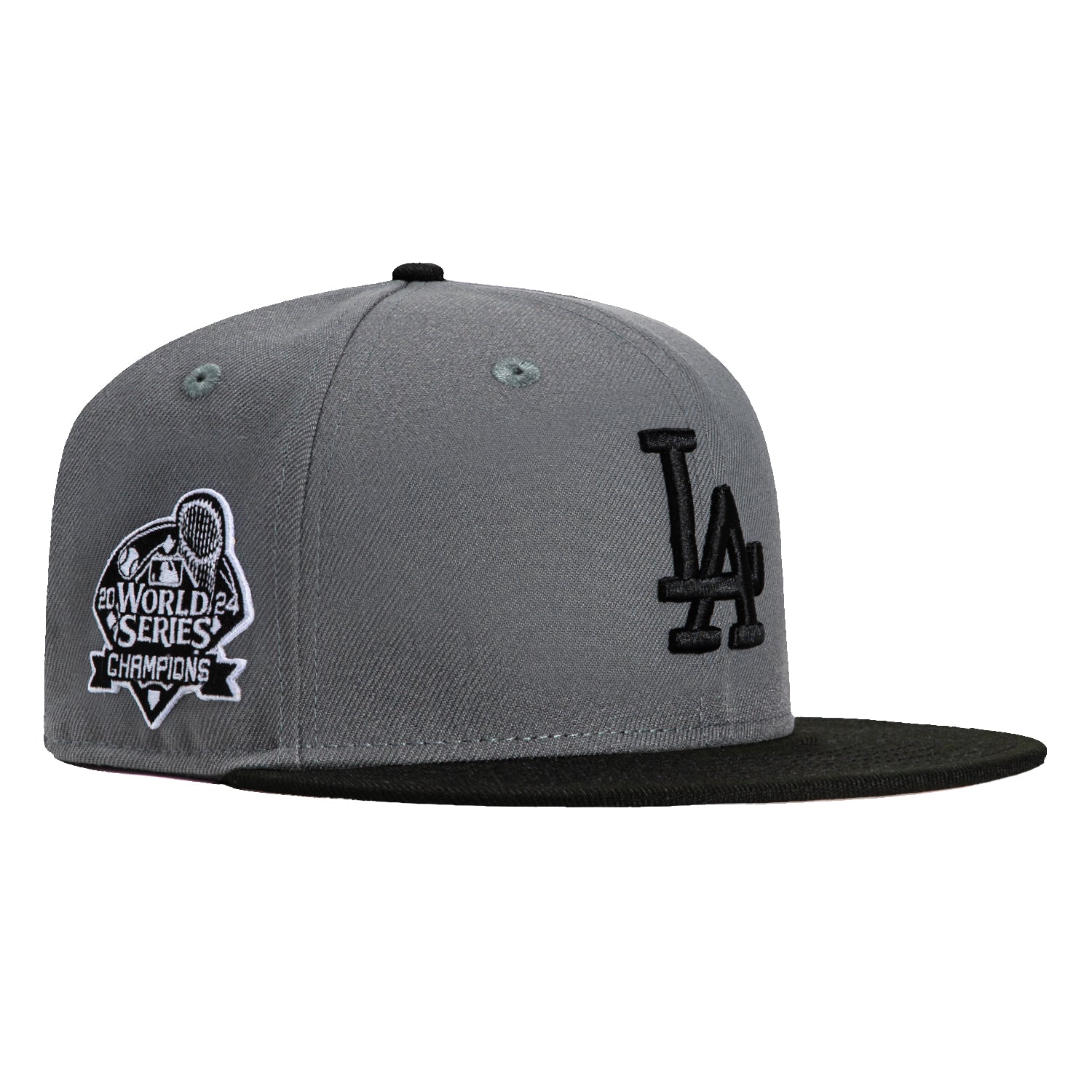 New Era 59Fifty Los Angeles Dodgers 2024 World Series Patch Hat - Storm Grey, Black