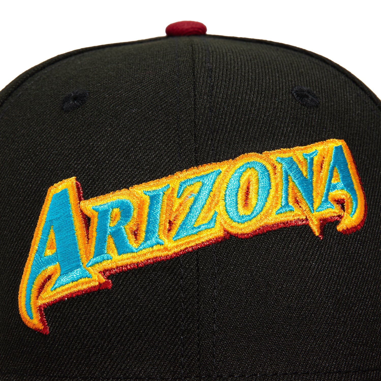 New Era 59Fifty Mar Mad Arizona Diamondbacks 25th Anniversary Patch 2001 Word Hat - Black, Sedona Red, Neon Blue