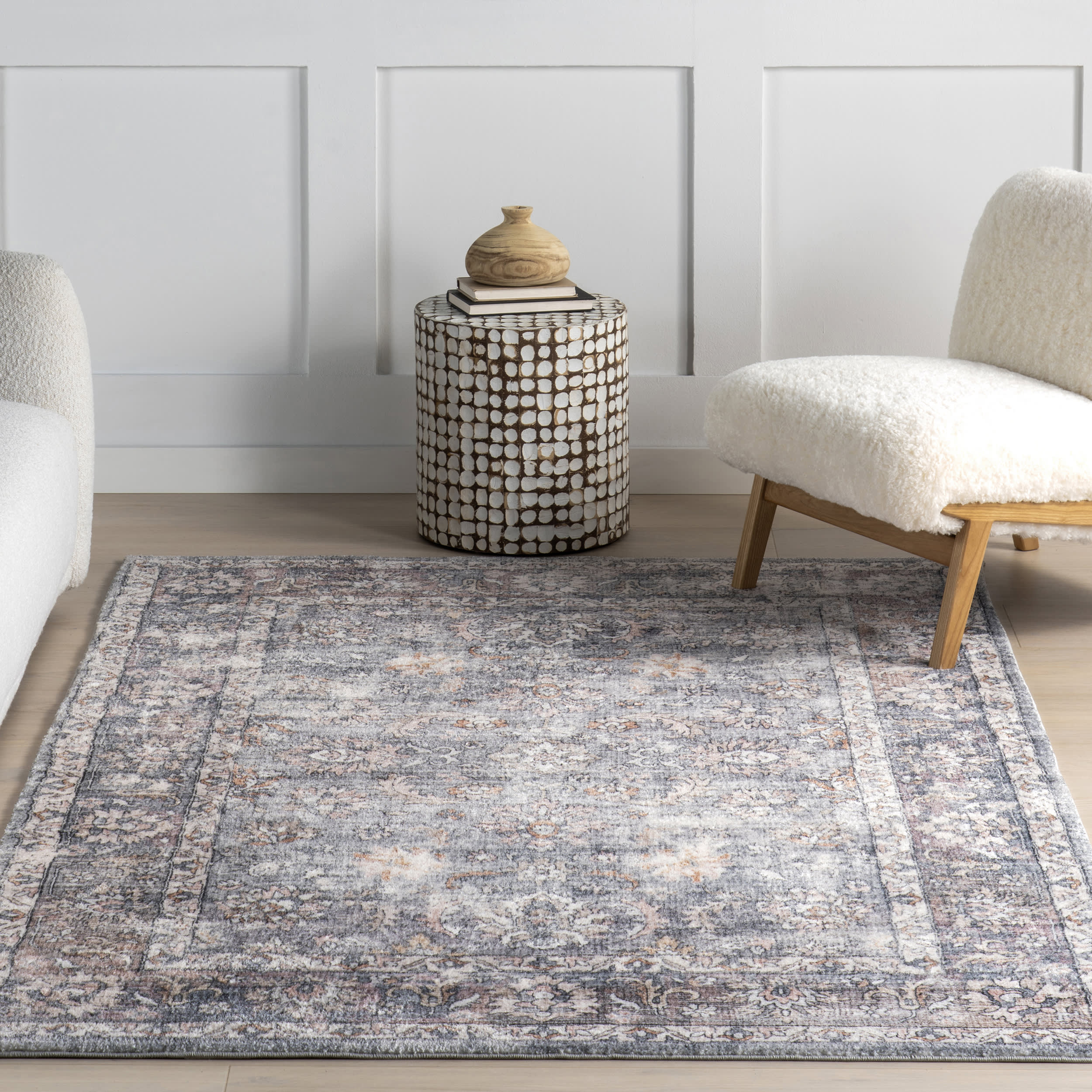 Shea Medallion Washable Rug | Brown